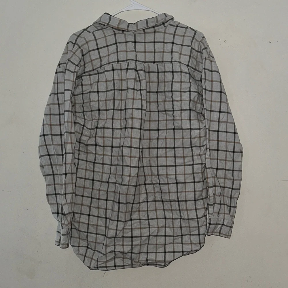 Izod Gray and Brown Plaid Casual Button Down Shirt - Picture 6 of 6